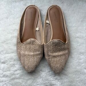 Universal Thread Womens Pointed Toe Mules Tan Woven Slip On Flats Shoes Size‎ 8